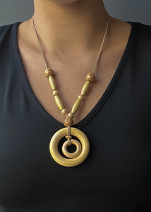 Leather & Wooden Bead Necklace