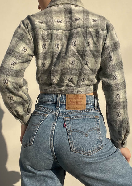 80's Plaid Snap Top (XS-S)