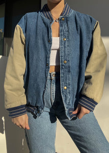 90's Color-Block Denim Jacket (S)