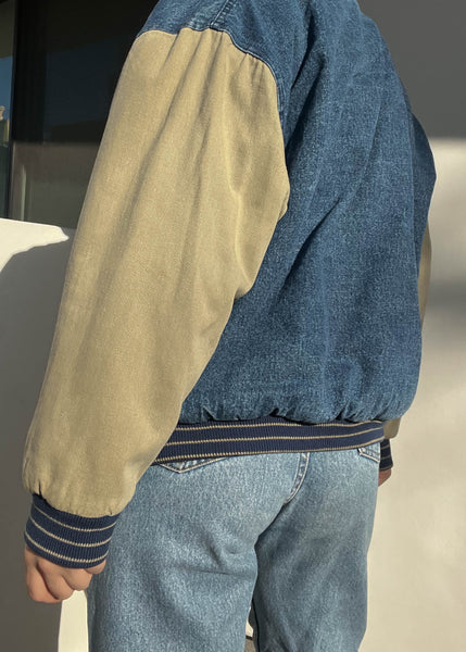 90's Color-Block Denim Jacket (S)