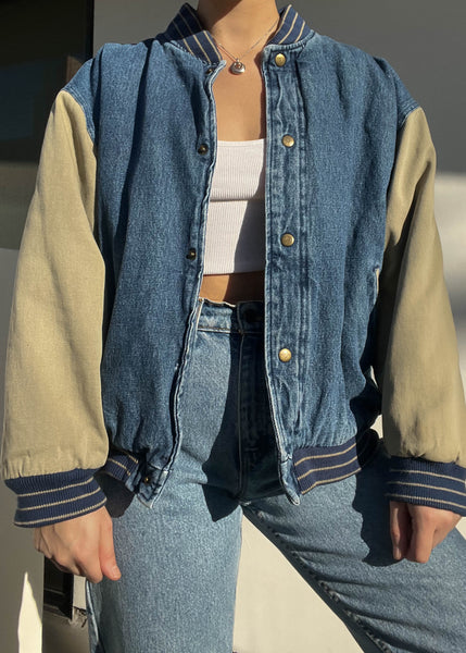 90's Color-Block Denim Jacket (S)