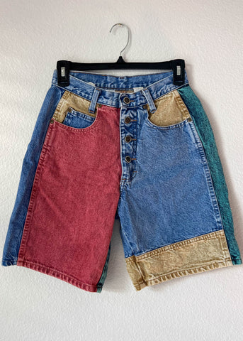 80's Color-Block Denim Shorts (26")