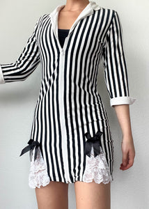 90's Full-Zip Striped Mini Dress (S)