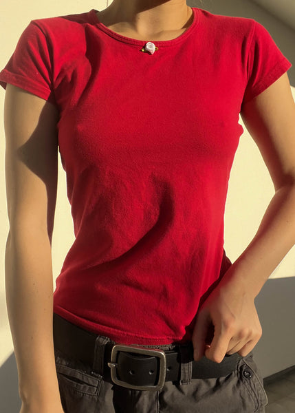 90's Red Rosebud Tee (S)