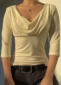 Cream Cowl Neck 3/4 Sleeve (M)