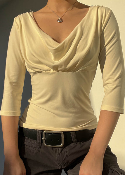 Cream Cowl Neck 3/4 Sleeve (M)