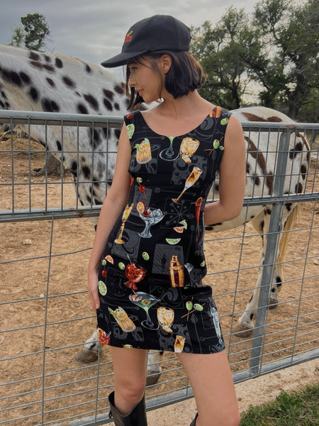 90's Cocktail Print Mini Dress (S/M)