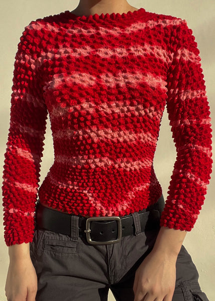 Red & Pink Scrunch Top (S-M)