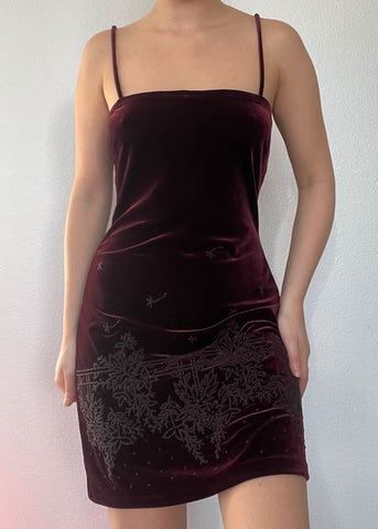 90's Beaded Velvet Mini Dress (M)