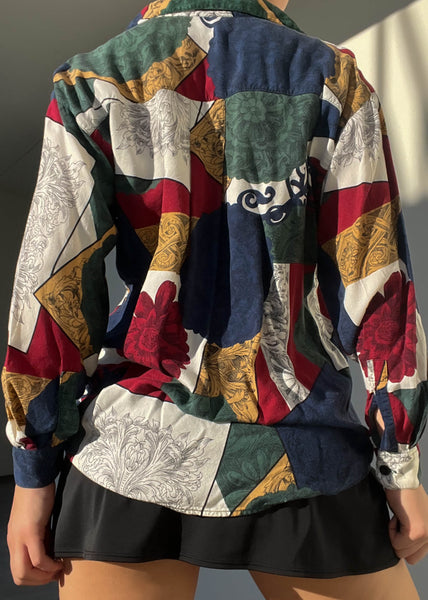 80's Patterned Button Down (S-M)