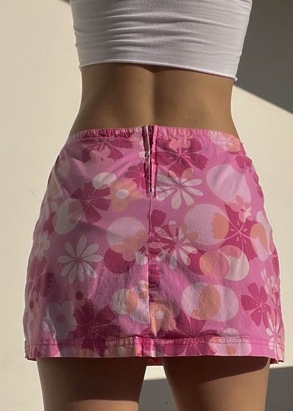Pink Flower Print Mini Skort (M)