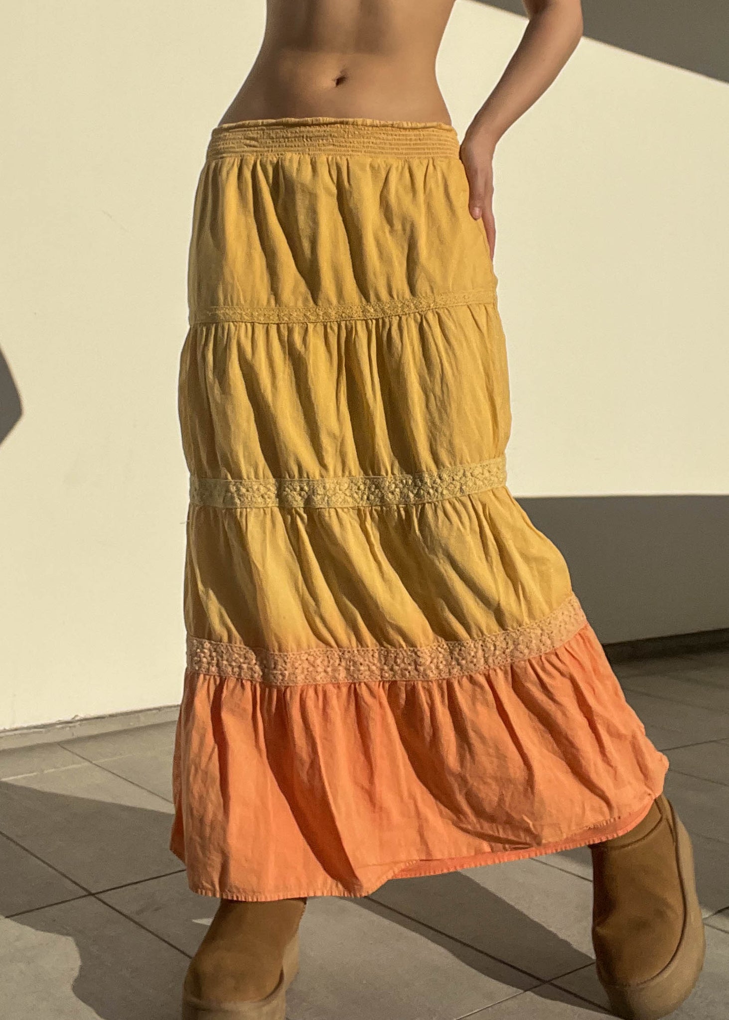 Y2k Sunshine Maxi Skirt (S-M)
