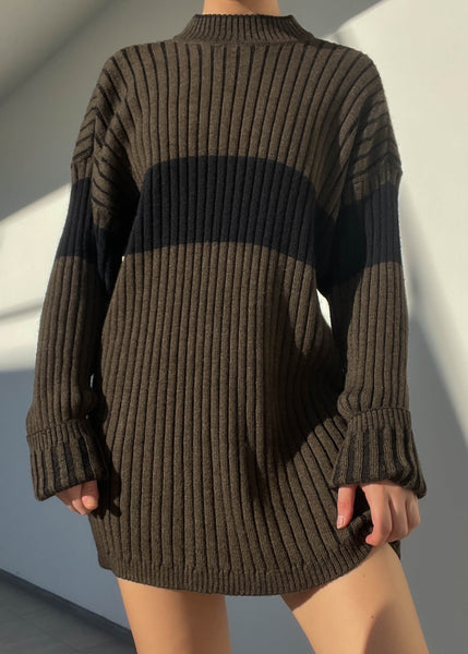 90's Olive & Black Ribbed Knit (XL-XXL)