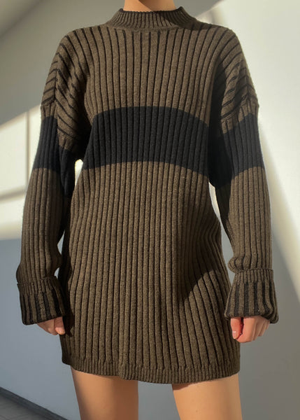 90's Olive & Black Ribbed Knit (XL-XXL)
