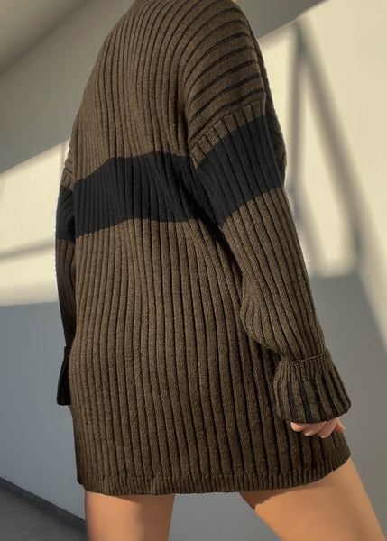 90's Olive & Black Ribbed Knit (XL-XXL)