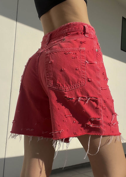 80's Strawberry Denim Shorts (28-29")