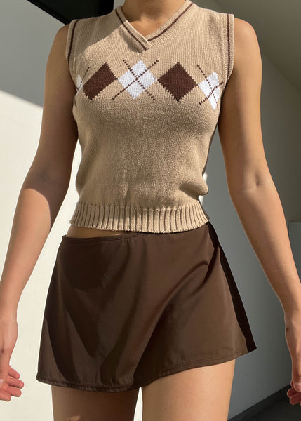 80's Argyle Beige Sweater Vest (S)
