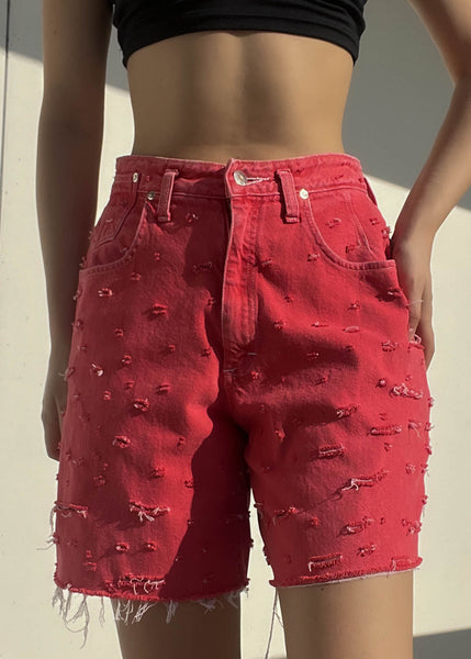 80's Strawberry Denim Shorts (28-29")