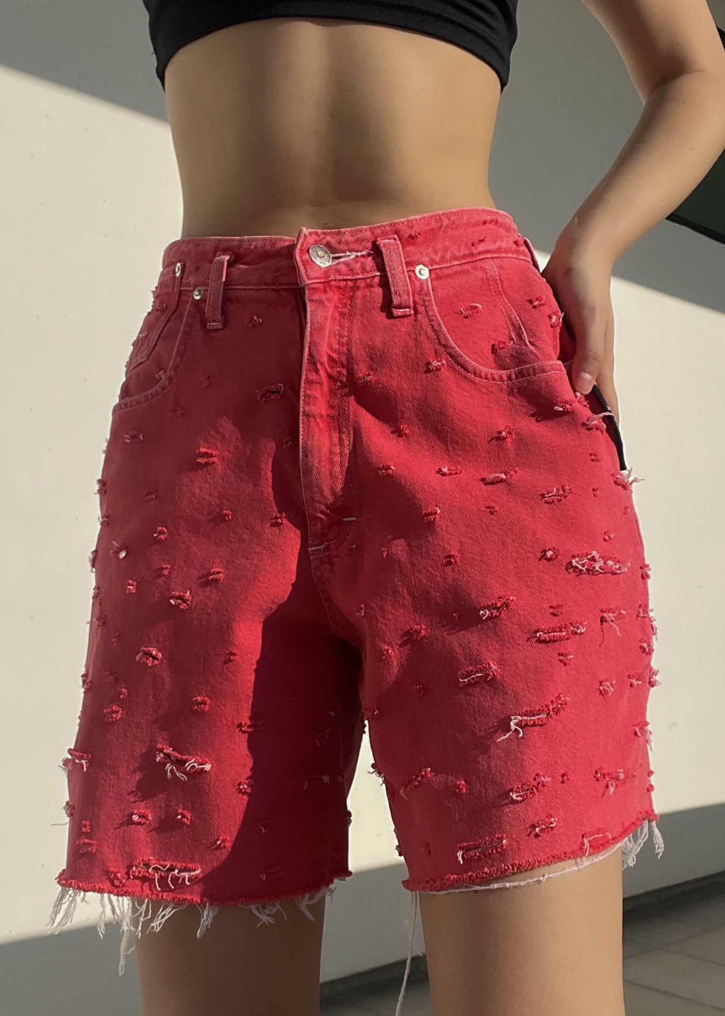 80's Strawberry Denim Shorts (28-29")