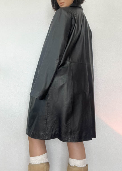 90’s Black Leather Midi Tench (L)