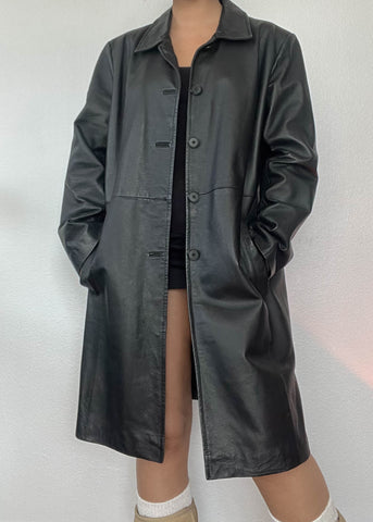 90’s Black Leather Midi Tench (L)