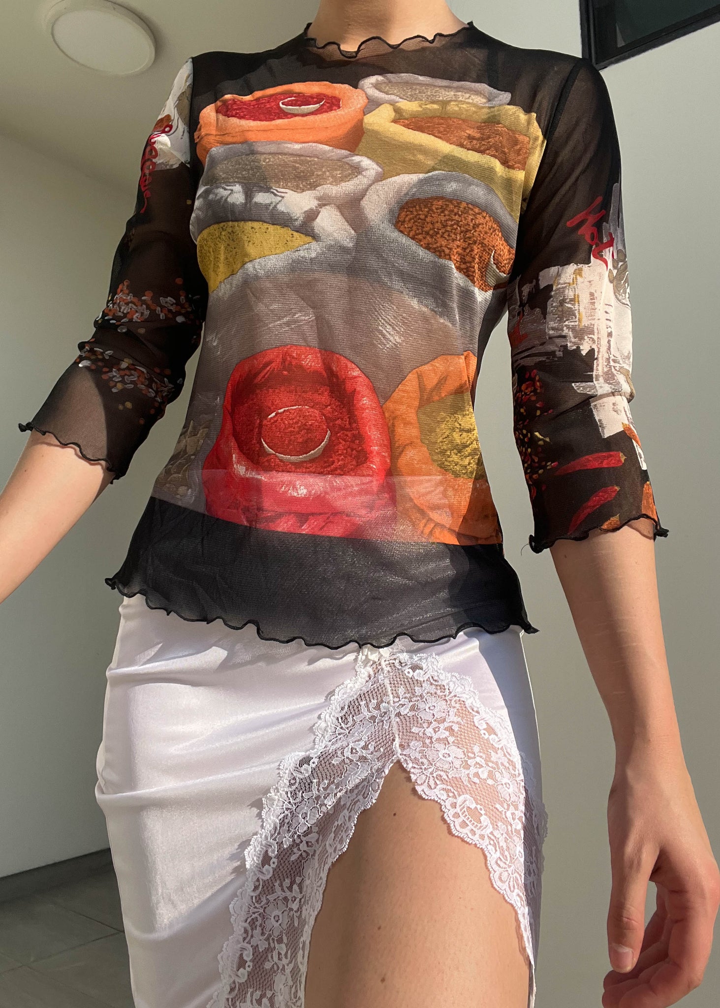Vintage Spice Graphic Mesh Top (M)
