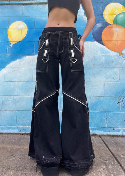 Y2k Tripp Black Flared Pants (XS-S)