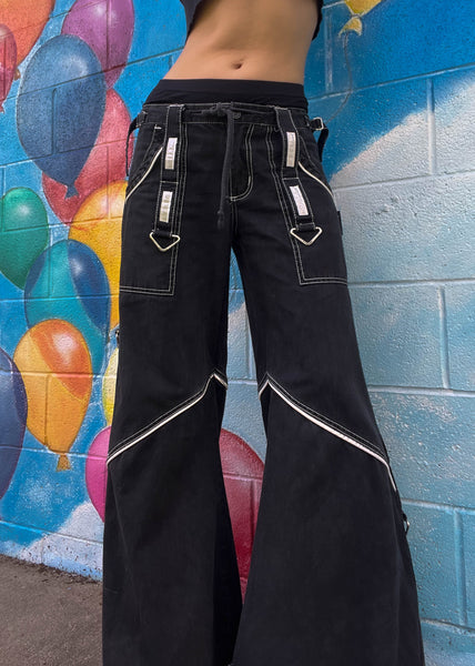 Y2k Tripp Black Flared Pants (XS-S)