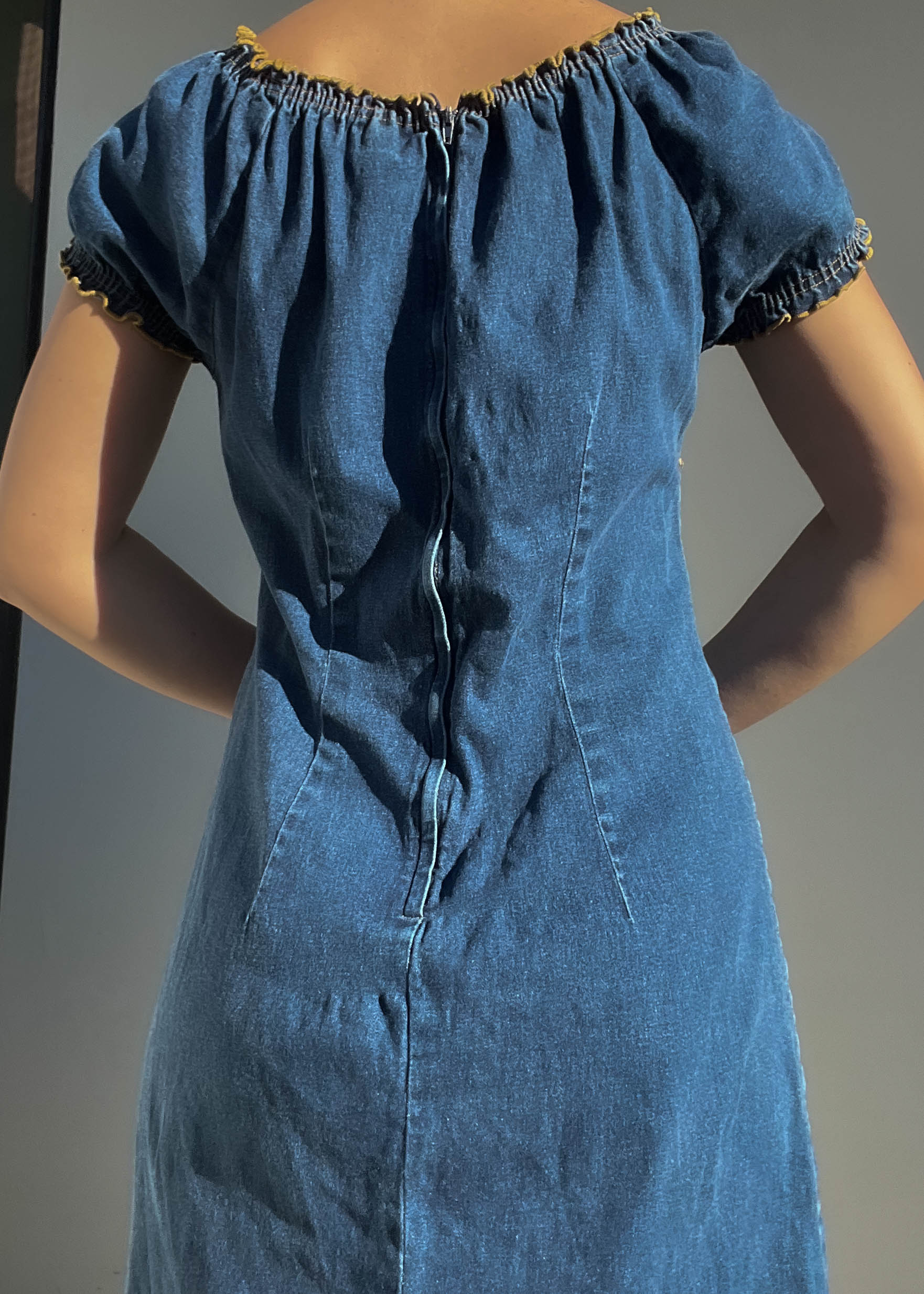 white christmas dresses Denim Milkmaid Dress (M/L-L) – Retro and Groovy