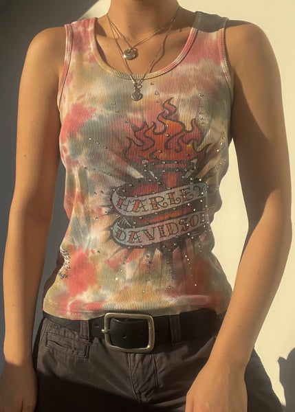 Pastel Tie Dye Harley Tank (S)