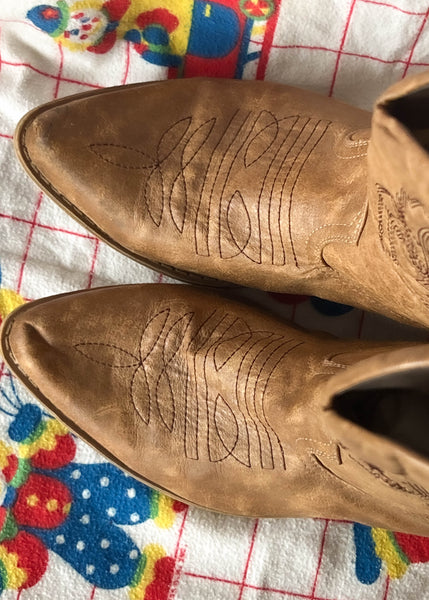 90's Tan Leather Cowboy Boots (9)