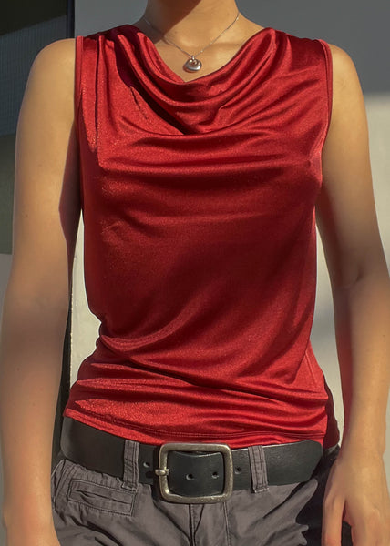 Burnt Red Cowl Neck Tank (S)