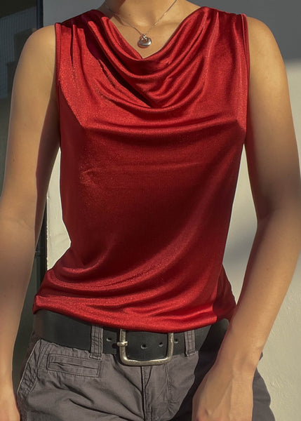Burnt Red Cowl Neck Tank (S)