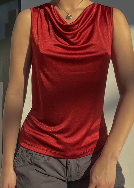 Burnt Red Cowl Neck Tank (S)