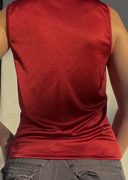 Burnt Red Cowl Neck Tank (S)