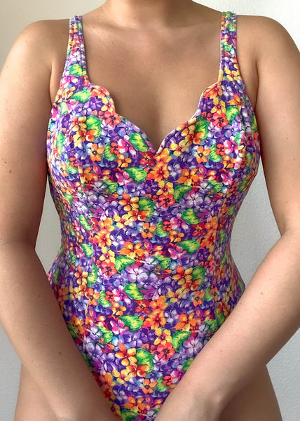 80’s Floral Bodysuit (M-L)