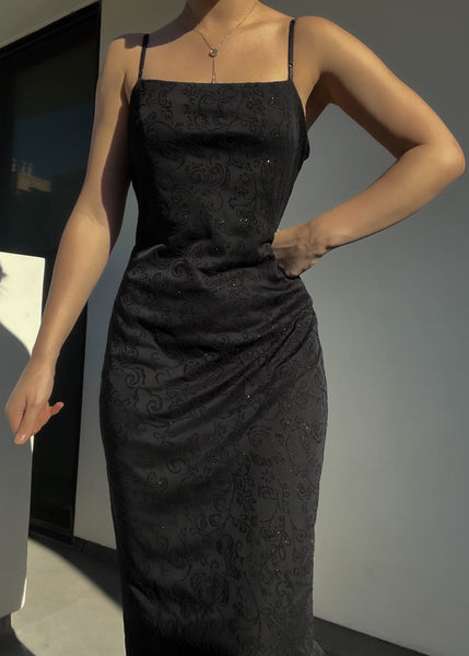 90’s Black Sparkle Brocade Maxi (S-S/M)