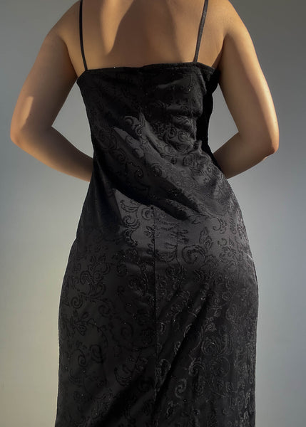 90’s Black Sparkle Brocade Maxi (S-S/M)