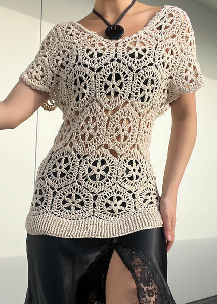 90's Cream Crochet Top (S-M)