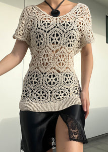 90's Cream Crochet Top (S-M)