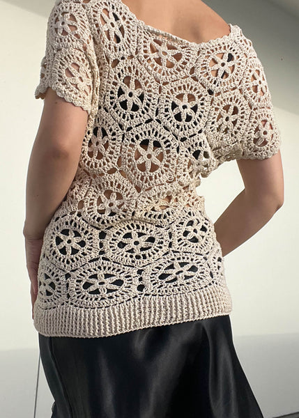 90's Cream Crochet Top (S-M)