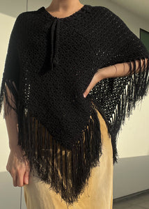 90's Black Crochet Shawl