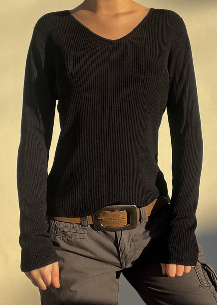 Y2k Black Long Sleeve Knit (L)