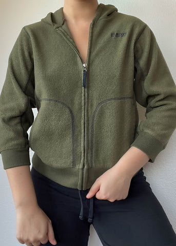 90’s Olive Fleece Hoodie Jacket (M)
