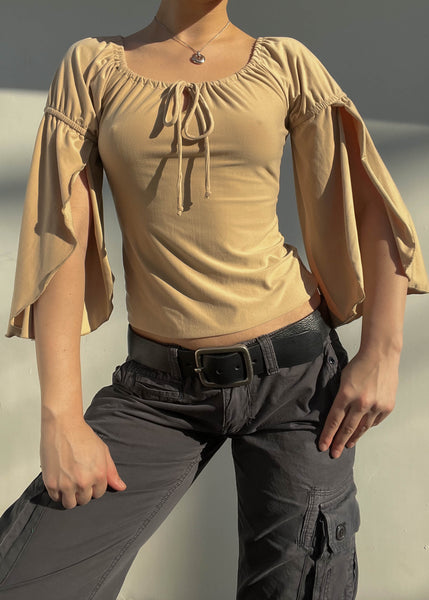 Y2k Beige Bell Sleeve (S)
