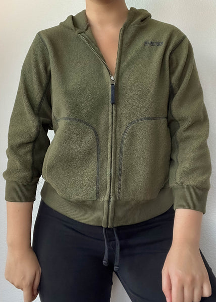 90’s Olive Fleece Hoodie Jacket (M)
