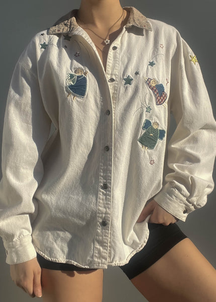 80's Angel Button Down (L)