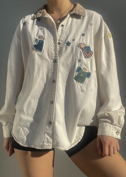 80's Angel Button Down (L)