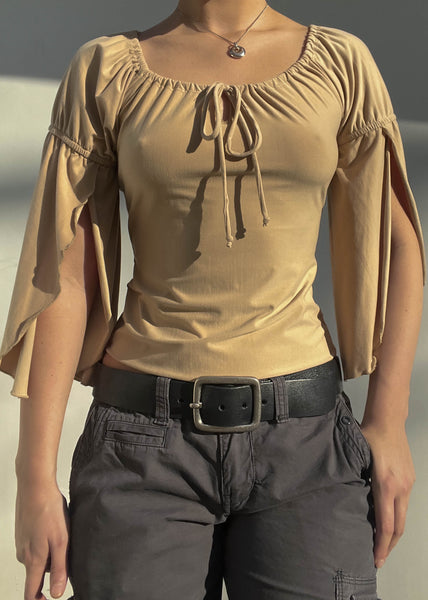 Y2k Beige Bell Sleeve (S)