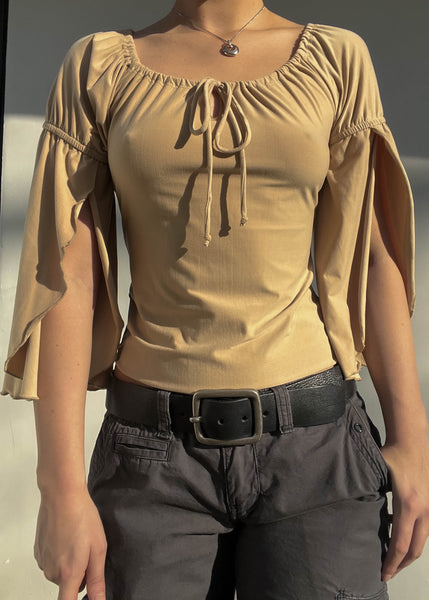 Y2k Beige Bell Sleeve (S)